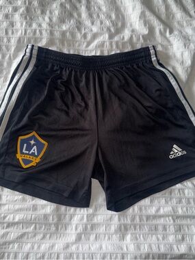 adidas Black Athletic Shorts with White Tag Detail